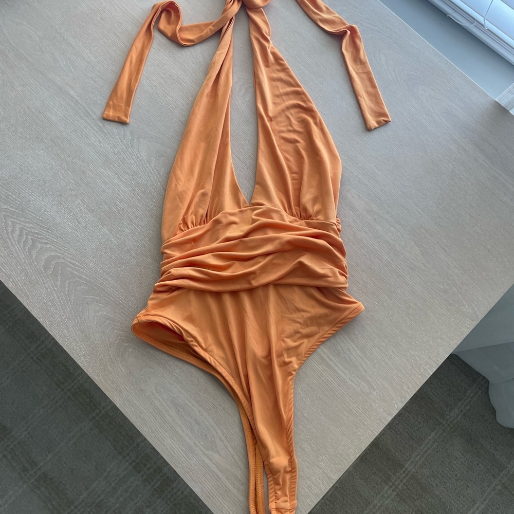 Urban Outfitters Bright Orange Halter Bodysuit